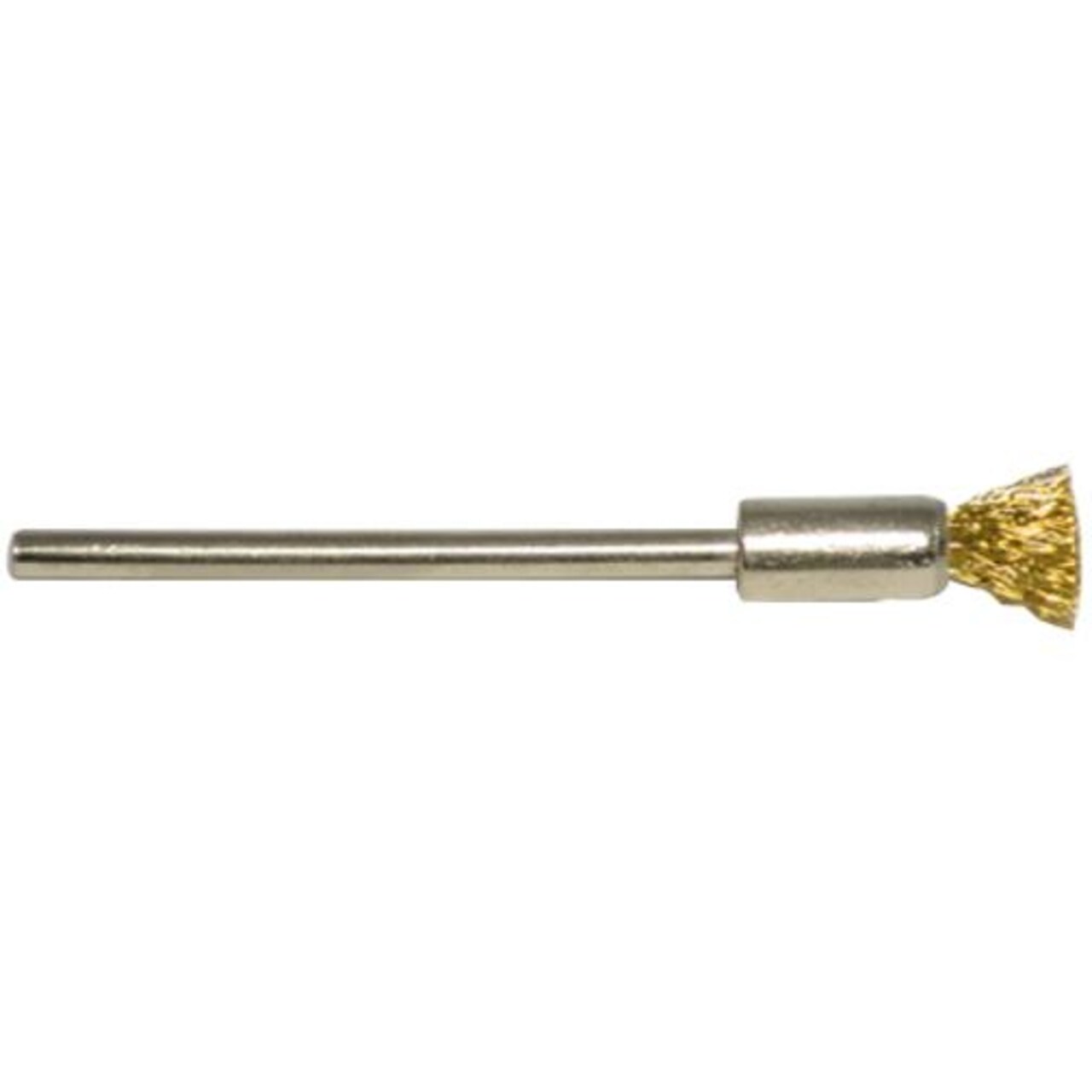 Crimped Brass Wire End Brush, 1/4" Trim, 3/16" Diameter 3/32" Shank
